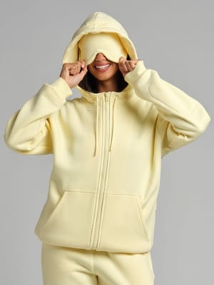 Airplane Mode Travel Zip Hoodie: Lexy is 5'8" and wears a size S