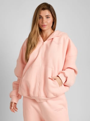Pastel Zip Hoodie: Serena is 5'7" wearing a size S