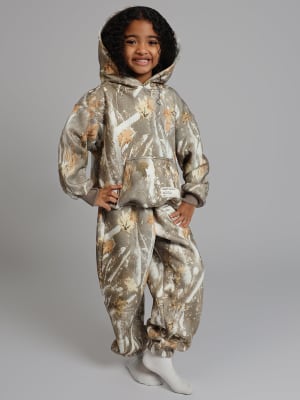 Camo Kids Sweatpants: Malu is 5 wearing a size S