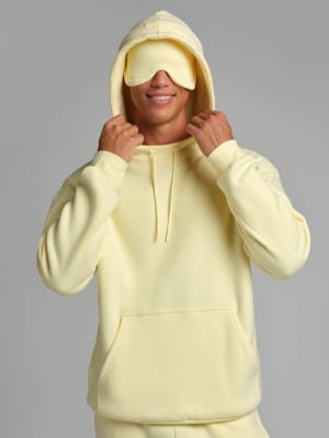 Airplane Mode Travel Hoodie: Evan is 6'4" wearing a size L