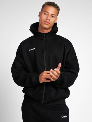 Cloud Zip Hoodie: Evan is 6'4" and wears a size L