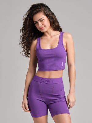 Rib Contour Crop Tank: Izabella is 5'5" and wears a size S