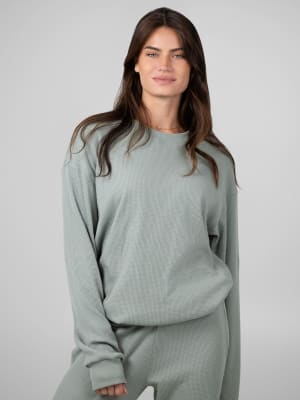 Waffle Lounge Long Sleeve: Lauren is 5’8” and wears a size M