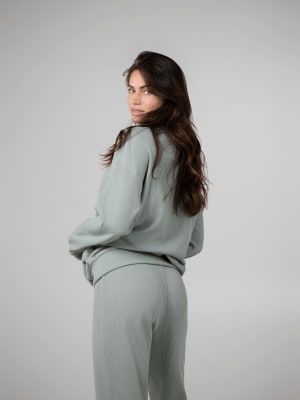 Waffle Lounge Relaxed Sweatpants: Lauren is 5’8” and wears a size M